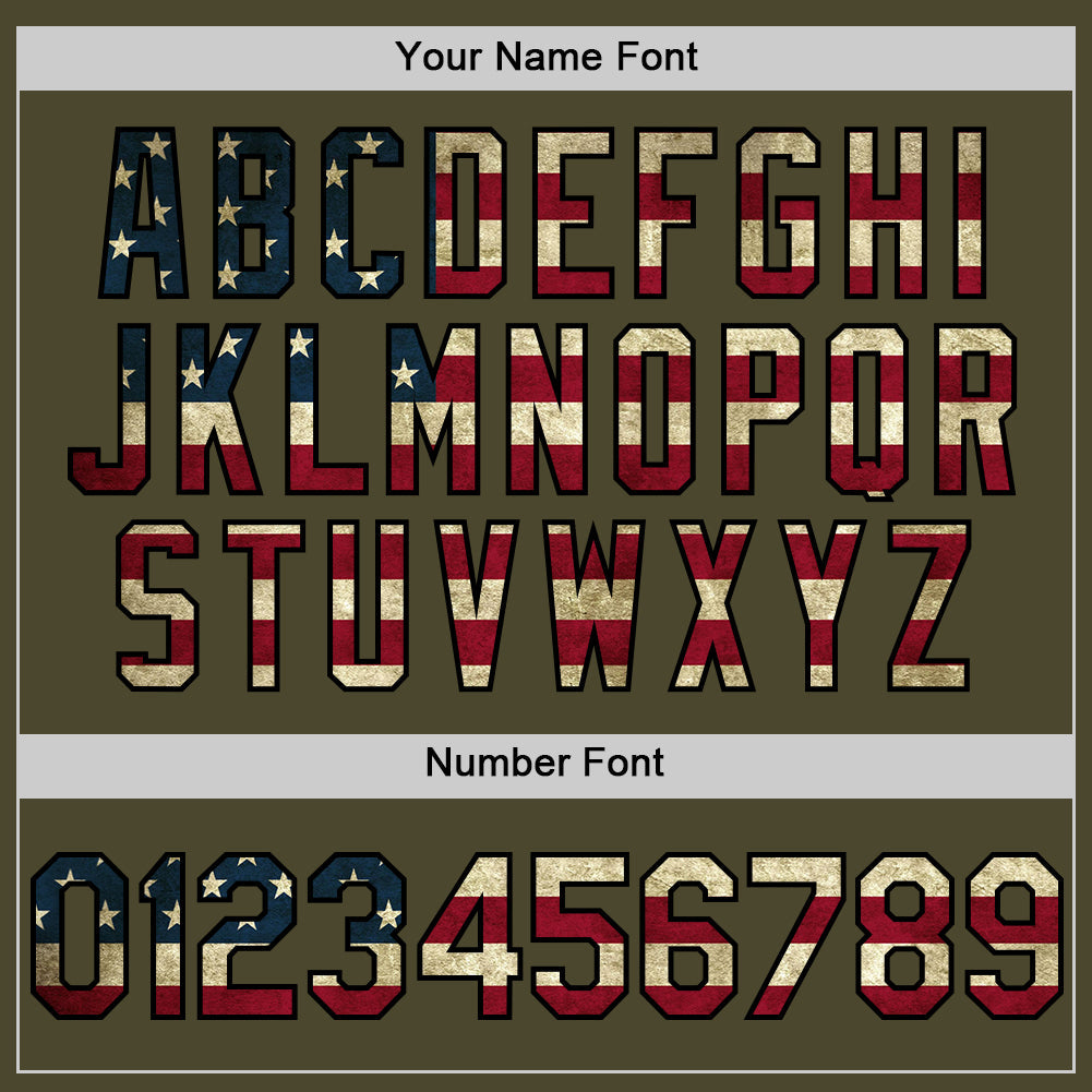 Custom Olive Vintage USA Flag-Black Authentic Sleeveless Salute To Service Baseball Jersey - Sky-Custom