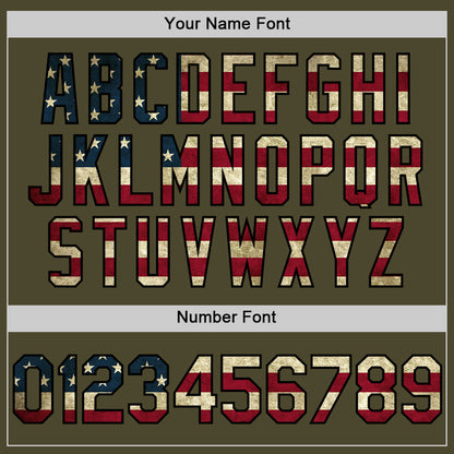 Custom Olive Vintage USA Flag-Black Authentic Sleeveless Salute To Service Baseball Jersey - Sky-Custom