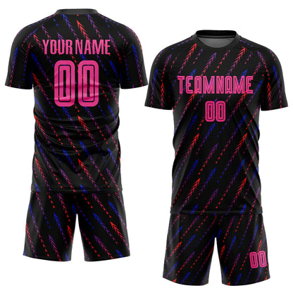 Custom Black Pink-Orange Sublimation Soccer Uniform Jersey - Sky-Custom