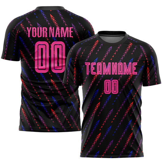 Custom Black Pink-Orange Sublimation Soccer Uniform Jersey - Sky-Custom