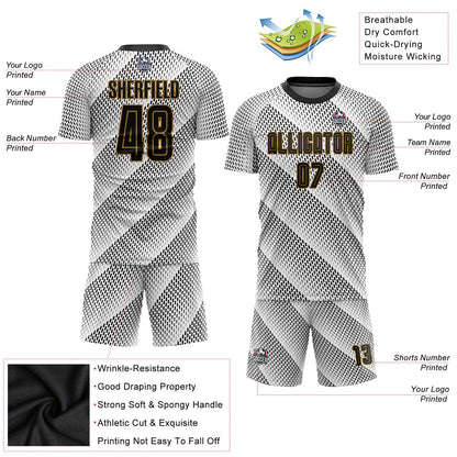Custom White Black-Old Gold Sublimation Soccer Uniform Jersey - Sky-Custom
