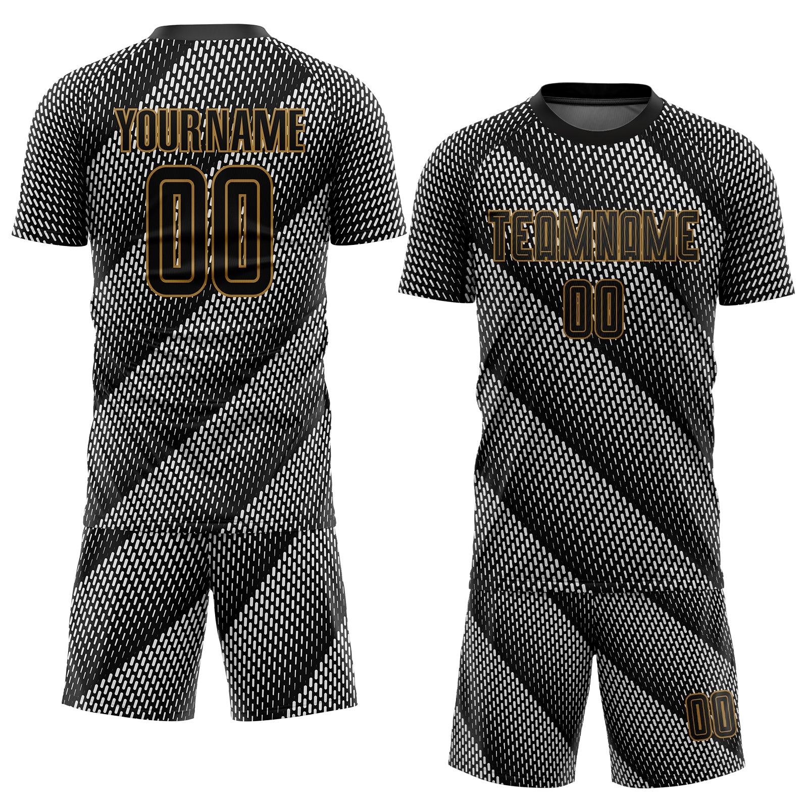 Custom Black Black-Old Gold Sublimation Soccer Uniform Jersey - Sky-Custom