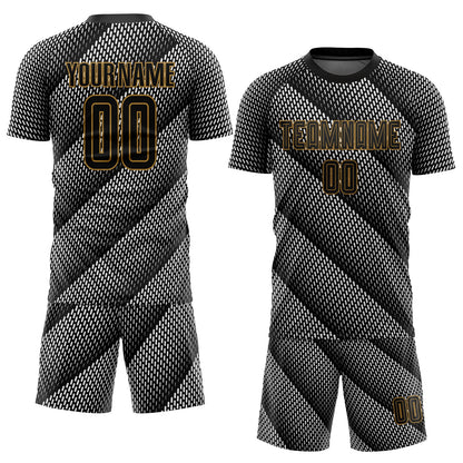 Custom Black Black-Old Gold Sublimation Soccer Uniform Jersey - Sky-Custom
