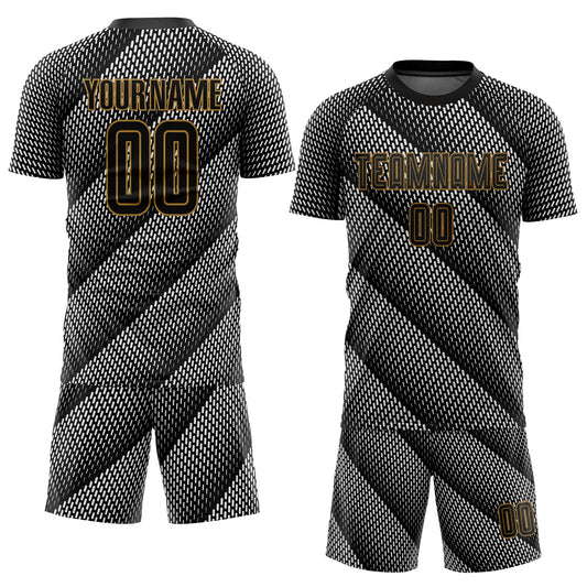 Custom Black Black-Old Gold Sublimation Soccer Uniform Jersey - Sky-Custom