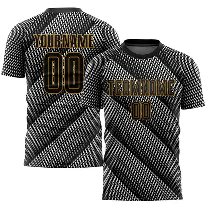 Custom Black Black-Old Gold Sublimation Soccer Uniform Jersey - Sky-Custom