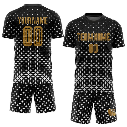 Custom Black Old Gold-White Sublimation Soccer Uniform Jersey - Sky-Custom