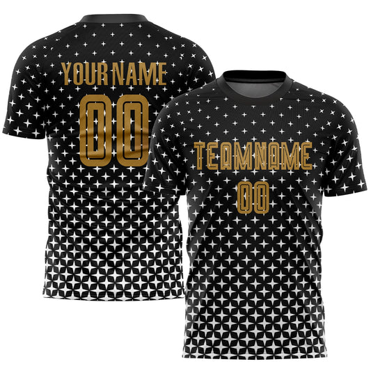 Custom Black Old Gold-White Sublimation Soccer Uniform Jersey - Sky-Custom