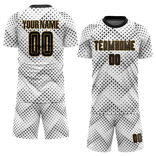 Custom White Black-Old Gold Sublimation Soccer Uniform Jersey - Sky-Custom