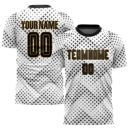 Custom White Black-Old Gold Sublimation Soccer Uniform Jersey - Sky-Custom