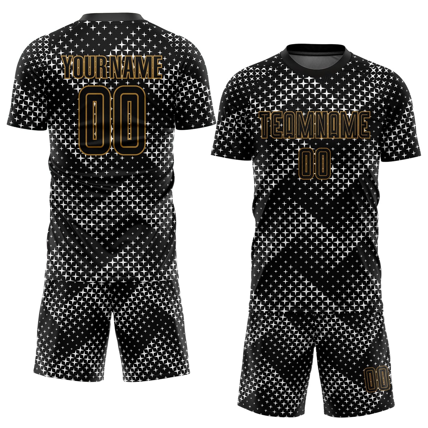 Custom Black Black-Old Gold Sublimation Soccer Uniform Jersey - Sky-Custom