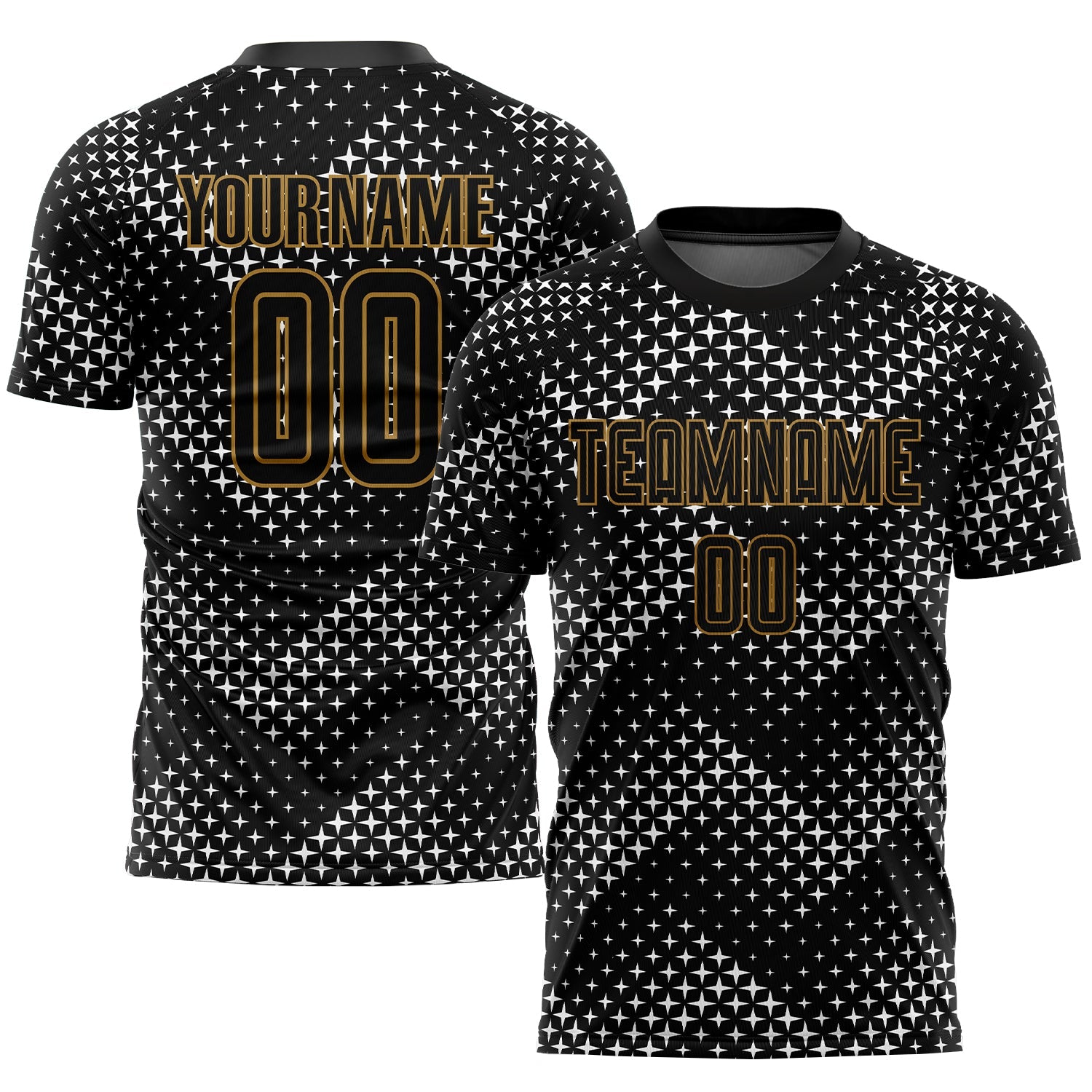 Custom Black Black-Old Gold Sublimation Soccer Uniform Jersey - Sky-Custom