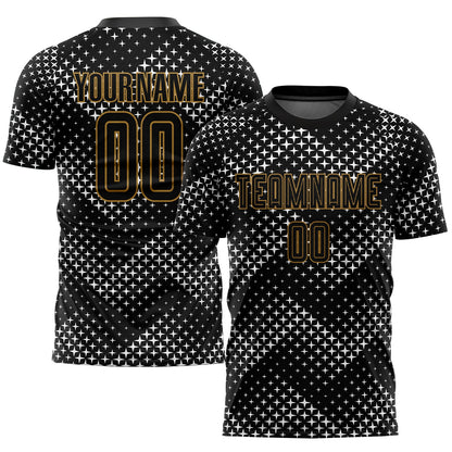 Custom Black Black-Old Gold Sublimation Soccer Uniform Jersey - Sky-Custom