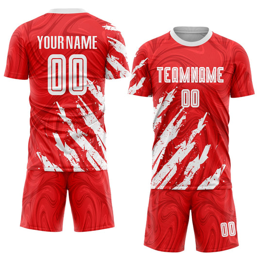 Custom Red White Sublimation Soccer Uniform Jersey - Sky-Custom