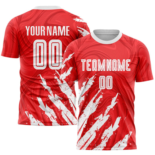 Custom Red White Sublimation Soccer Uniform Jersey - Sky-Custom
