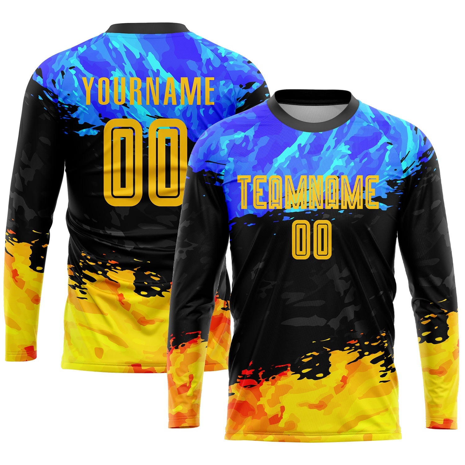 Custom Figure Gold-Royal Sublimation Soccer Uniform Jersey - Sky-Custom