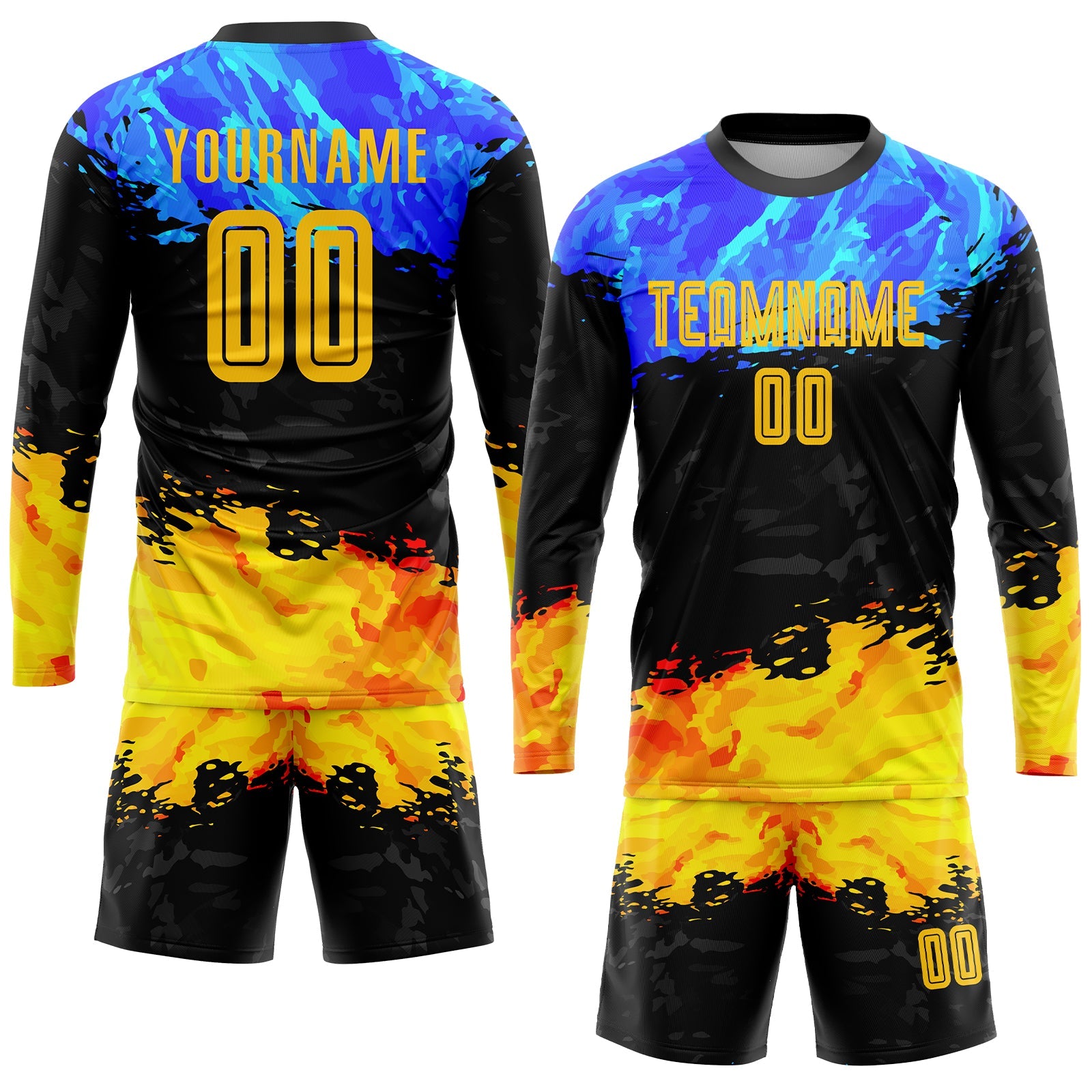 Custom Figure Gold-Royal Sublimation Soccer Uniform Jersey - Sky-Custom