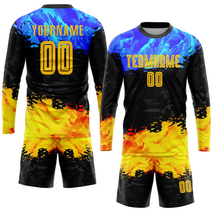 Custom Figure Gold-Royal Sublimation Soccer Uniform Jersey - Sky-Custom