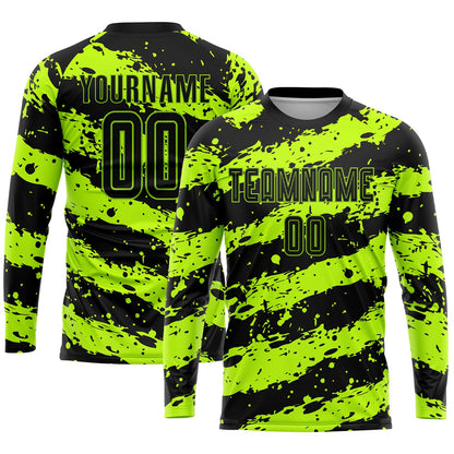 Custom Neon Green Black Sublimation Soccer Uniform Jersey - Sky-Custom