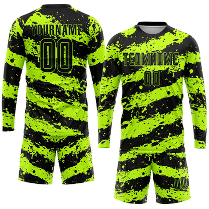 Custom Neon Green Black Sublimation Soccer Uniform Jersey - Sky-Custom