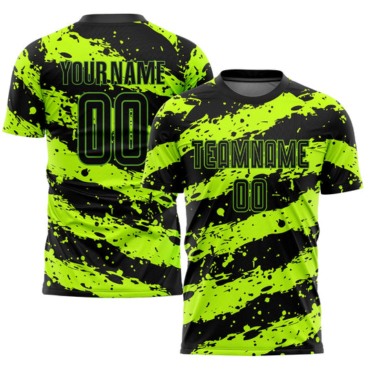 Custom Neon Green Black Sublimation Soccer Uniform Jersey - Sky-Custom