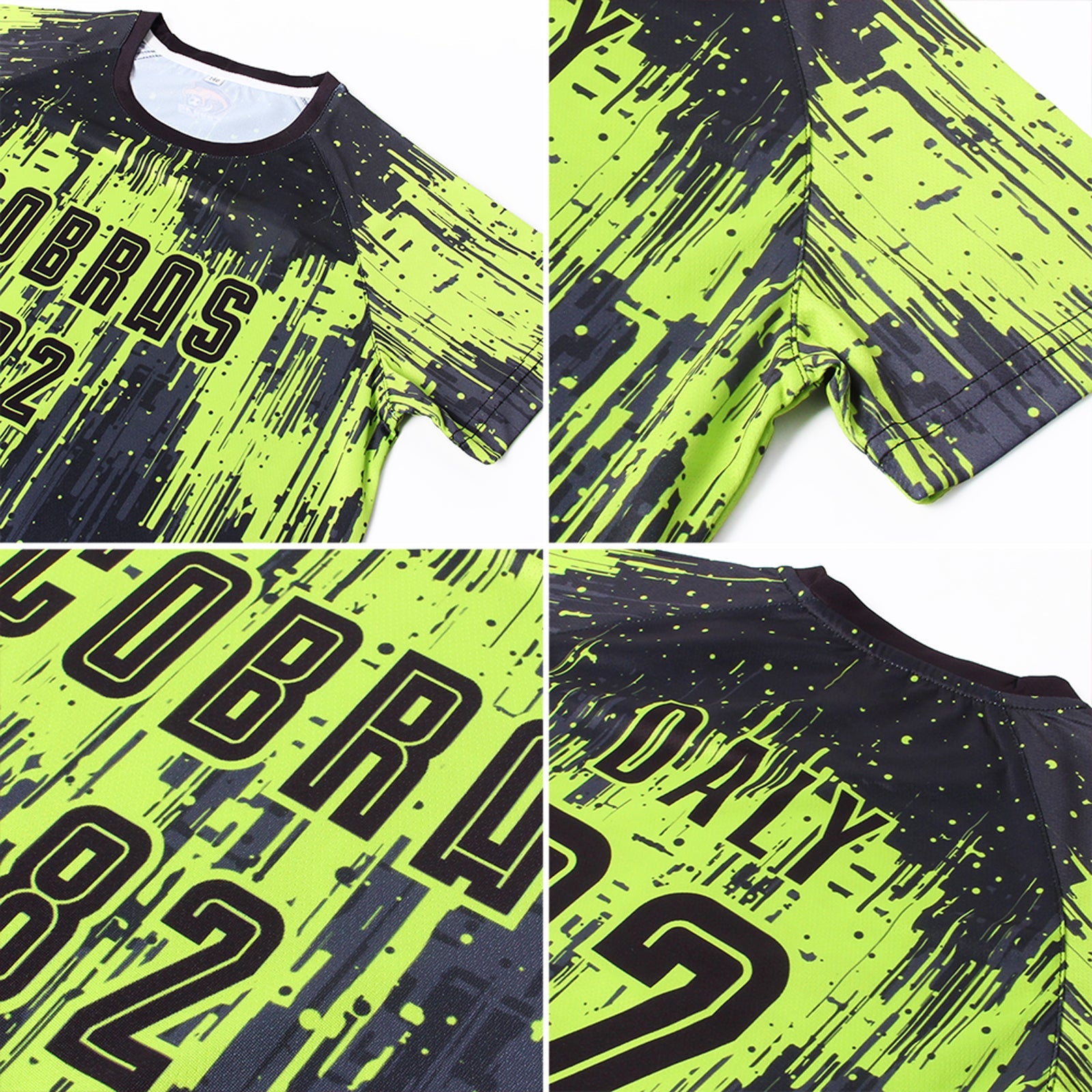 Custom Neon Green Black Sublimation Soccer Uniform Jersey - Sky-Custom