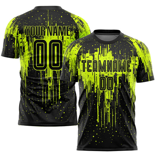 Custom Neon Green Black Sublimation Soccer Uniform Jersey - Sky-Custom