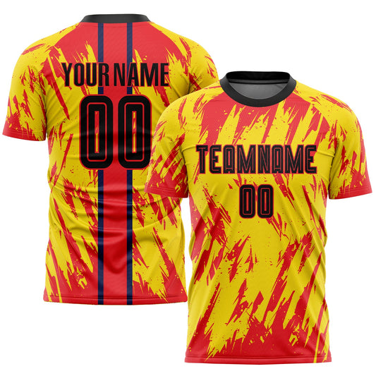 Custom Gold Black-Red Sublimation Soccer Uniform Jersey - Sky-Custom