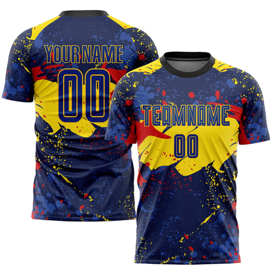 Custom Figure Royal-Gold Sublimation Soccer Uniform Jersey - Sky-Custom