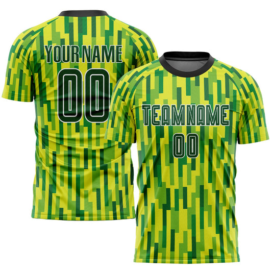 Custom Neon Green Green-Gold Sublimation Soccer Uniform Jersey - Sky-Custom
