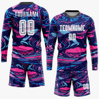 Custom Figure White-Pink Sublimation Soccer Uniform Jersey - Sky-Custom