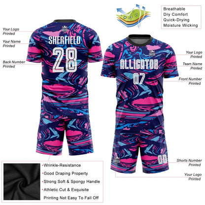 Custom Figure White-Pink Sublimation Soccer Uniform Jersey - Sky-Custom