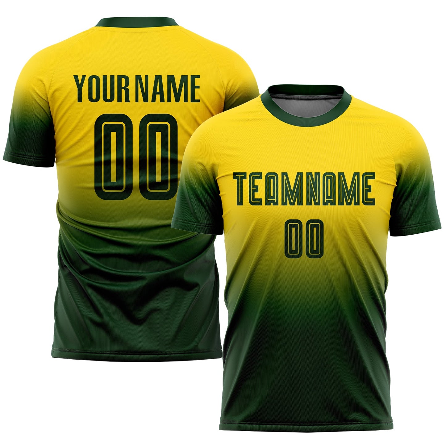 Custom Gold Green Sublimation Fade Fashion Soccer Uniform Jersey - Sky-Custom