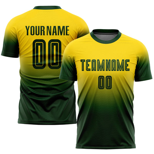 Custom Gold Green Sublimation Fade Fashion Soccer Uniform Jersey - Sky-Custom