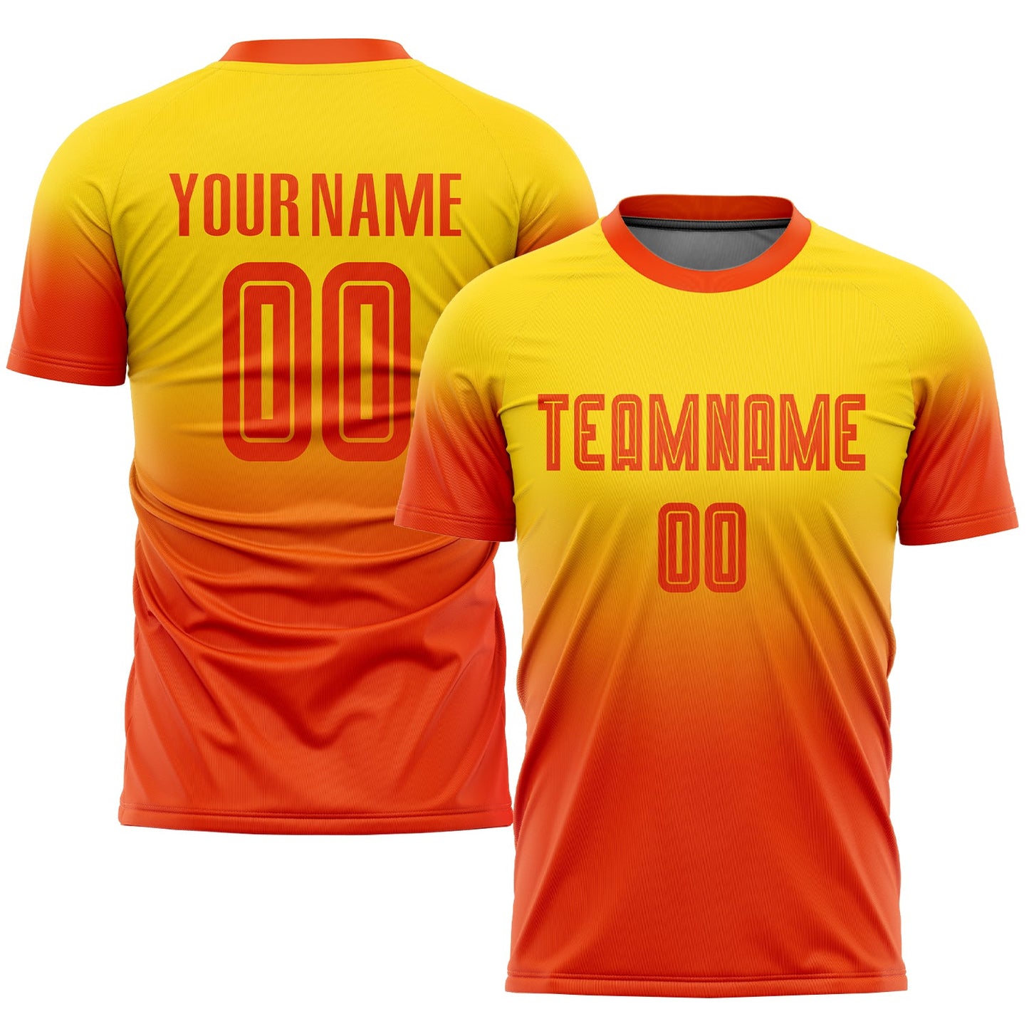 Custom Gold Orange Sublimation Fade Fashion Soccer Uniform Jersey - Sky-Custom