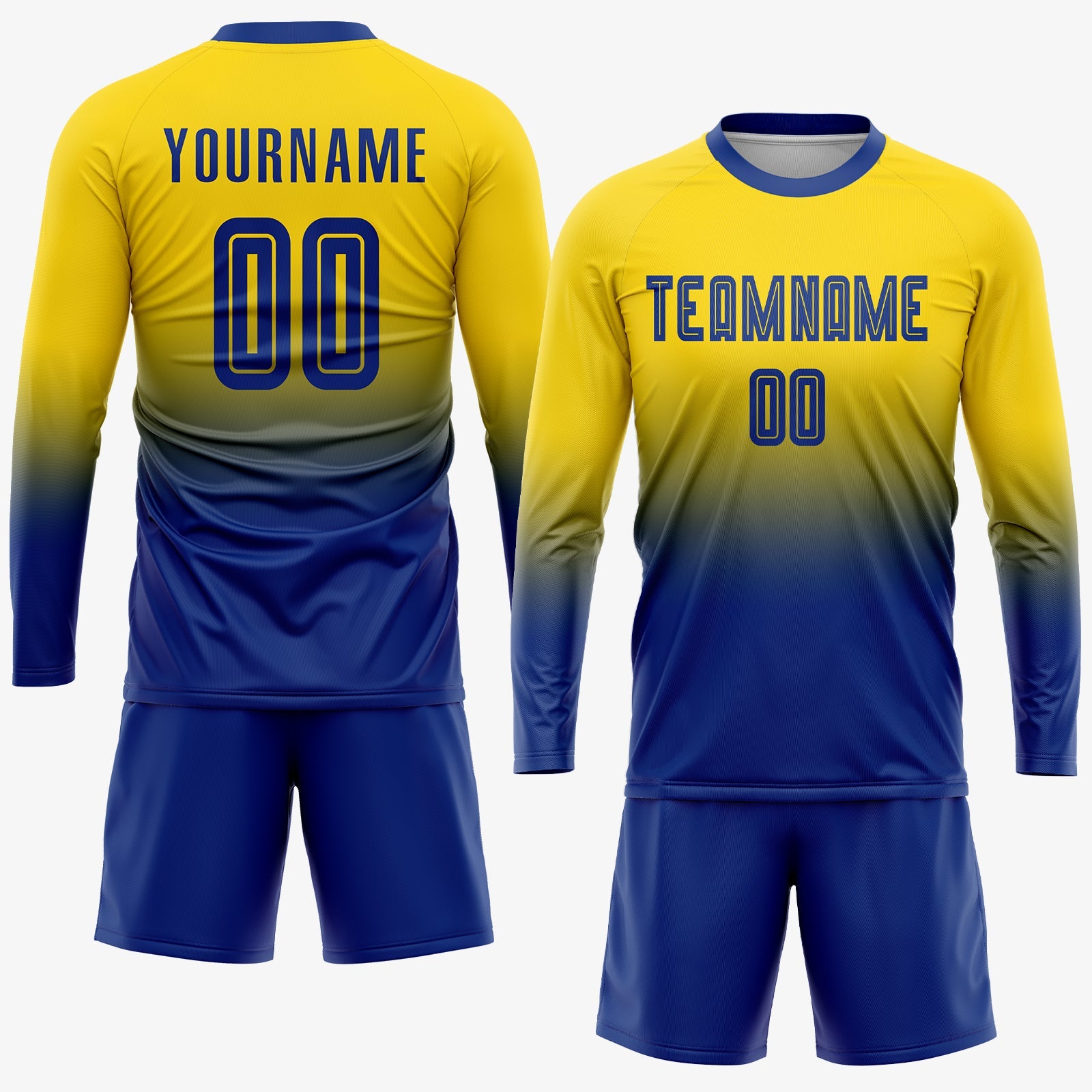 Custom Gold Royal Sublimation Fade Fashion Soccer Uniform Jersey - Sky-Custom