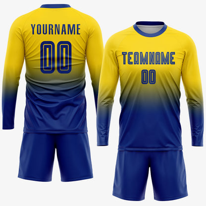 Custom Gold Royal Sublimation Fade Fashion Soccer Uniform Jersey - Sky-Custom