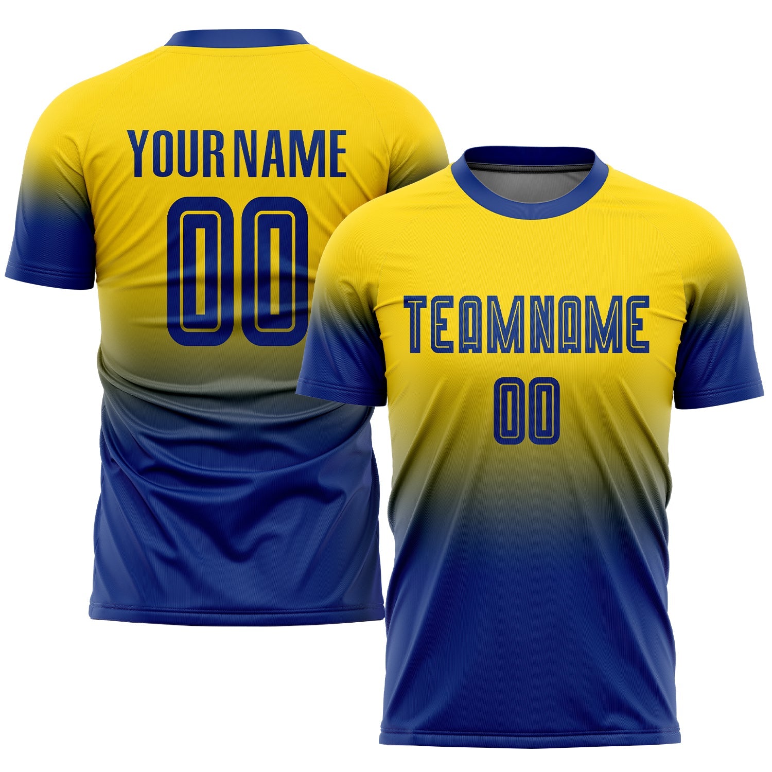 Custom Gold Royal Sublimation Fade Fashion Soccer Uniform Jersey - Sky-Custom