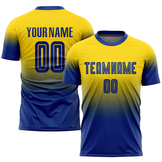 Custom Gold Royal Sublimation Fade Fashion Soccer Uniform Jersey - Sky-Custom