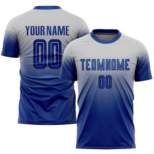 Custom Gray Royal Sublimation Fade Fashion Soccer Uniform Jersey - Sky-Custom