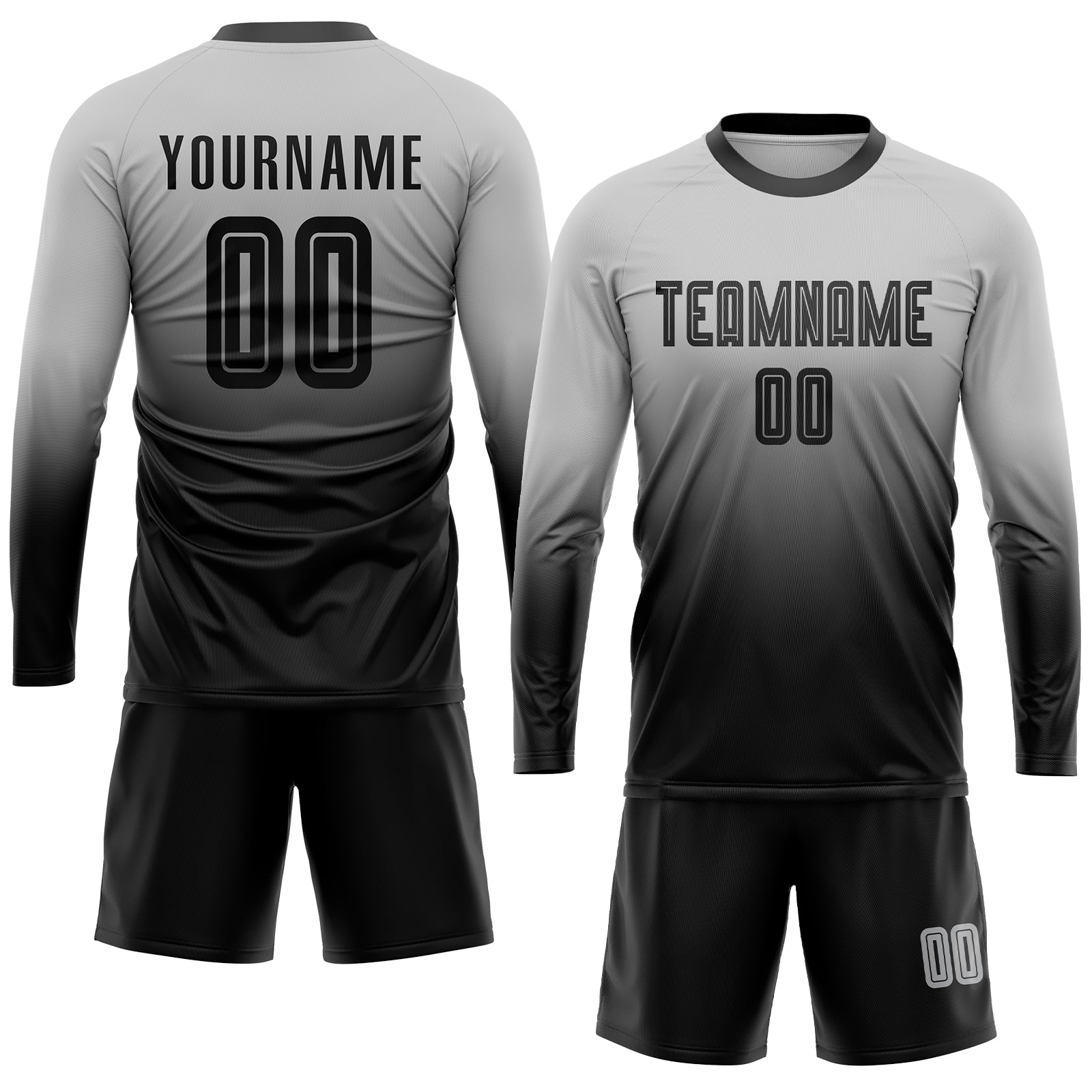 Custom Gray Black Sublimation Fade Fashion Soccer Uniform Jersey - Sky-Custom