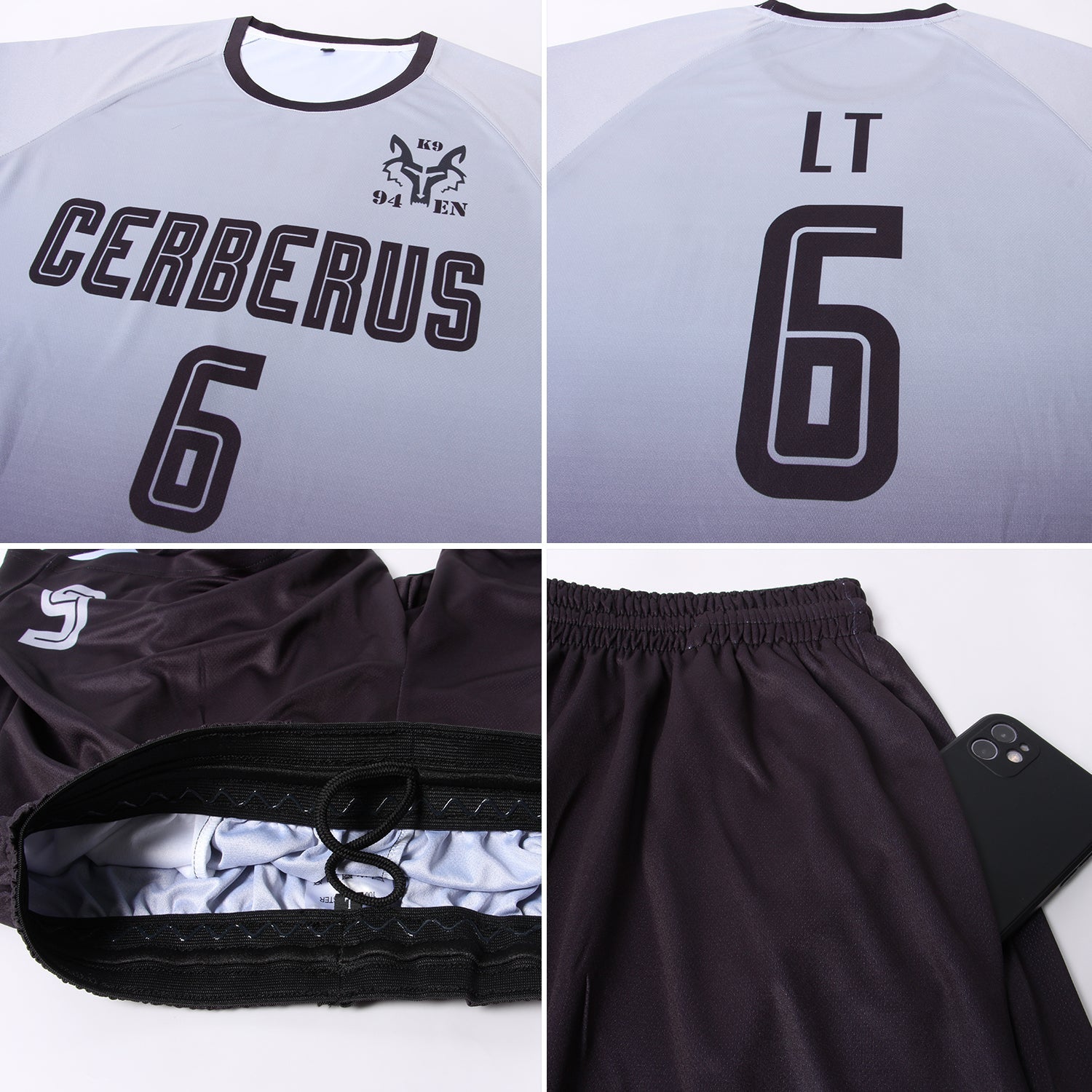 Custom Gray Black Sublimation Fade Fashion Soccer Uniform Jersey - Sky-Custom