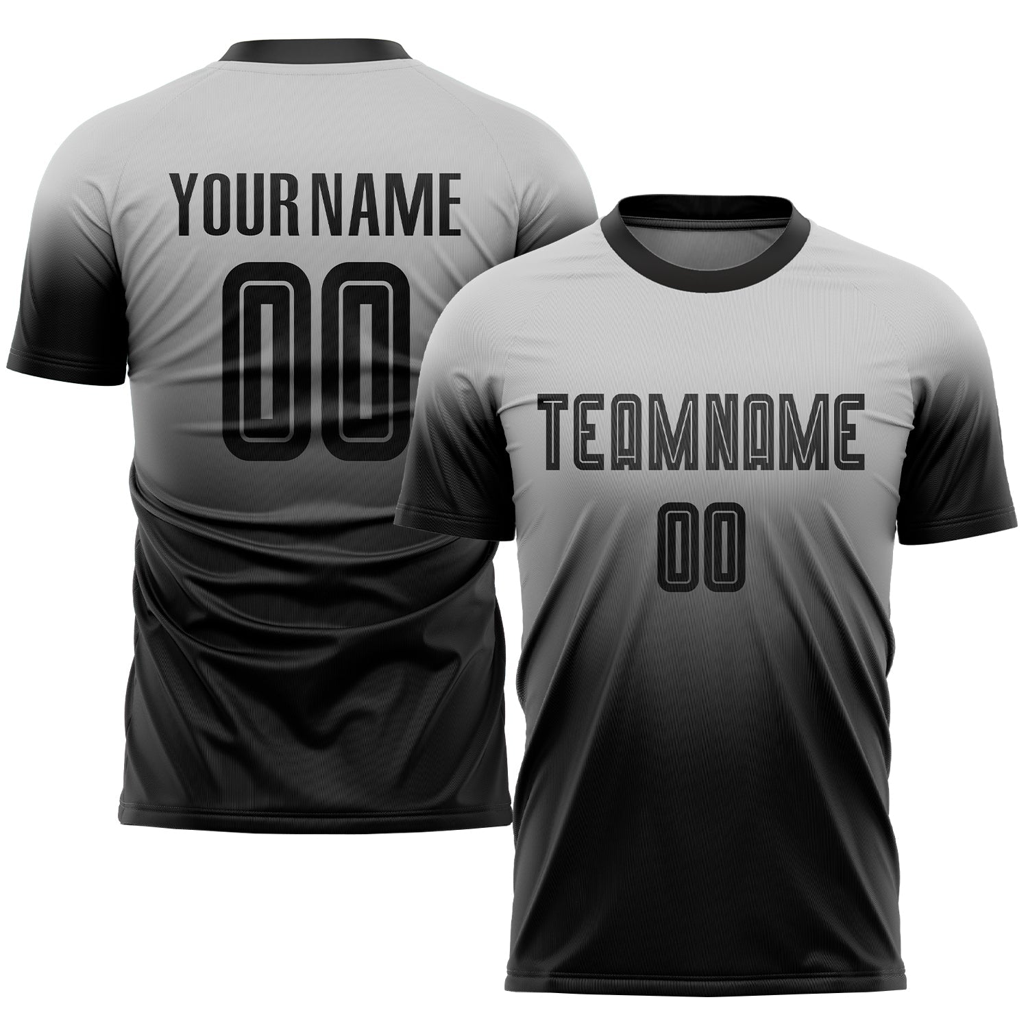 Custom Gray Black Sublimation Fade Fashion Soccer Uniform Jersey - Sky-Custom