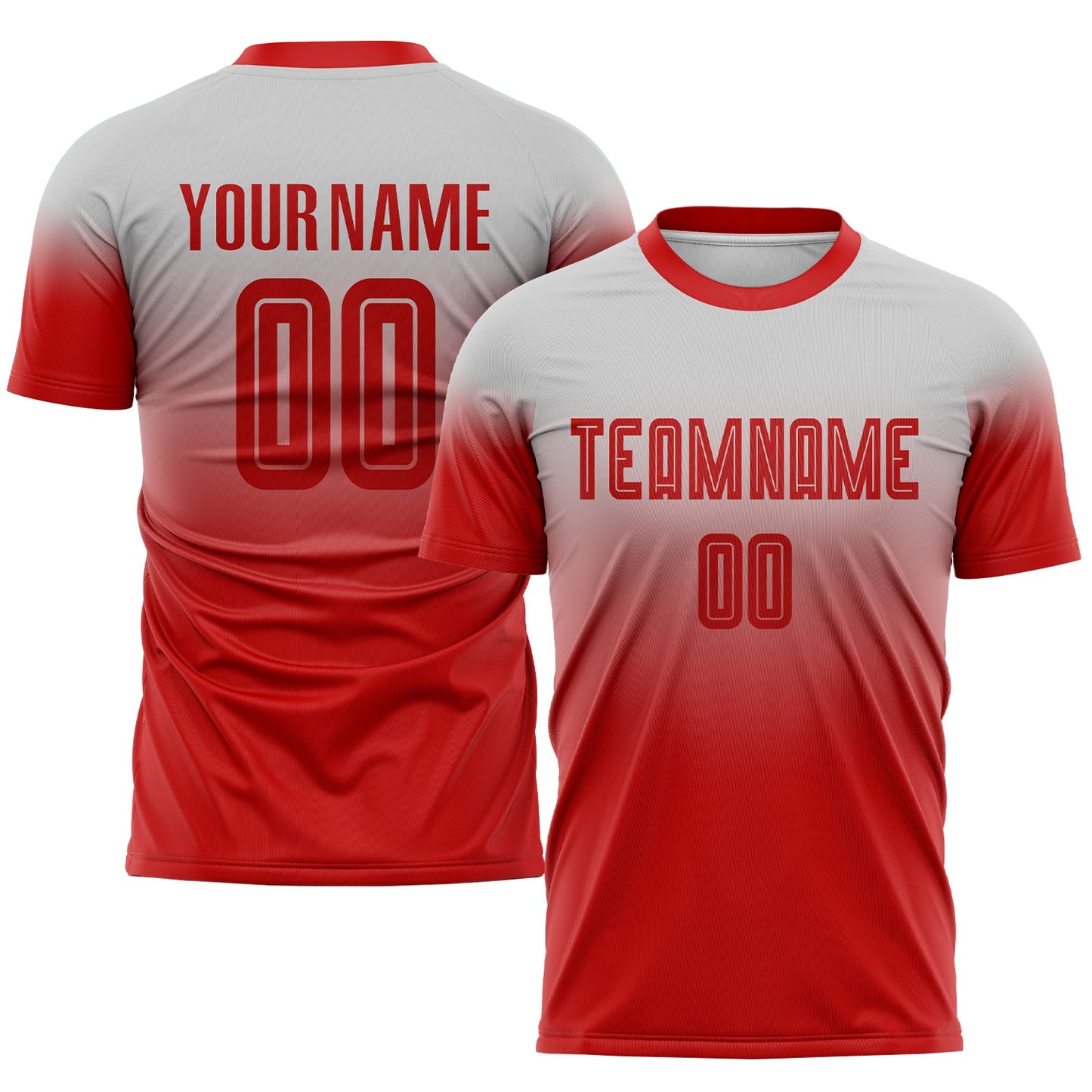 Custom Gray Red Sublimation Fade Fashion Soccer Uniform Jersey - Sky-Custom