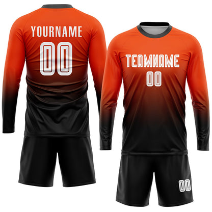 Custom Orange White-Black Sublimation Fade Fashion Soccer Uniform Jersey - Sky-Custom