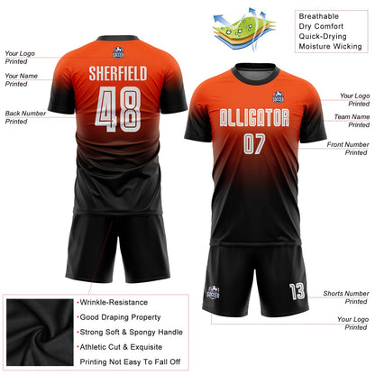 Custom Orange White-Black Sublimation Fade Fashion Soccer Uniform Jersey - Sky-Custom