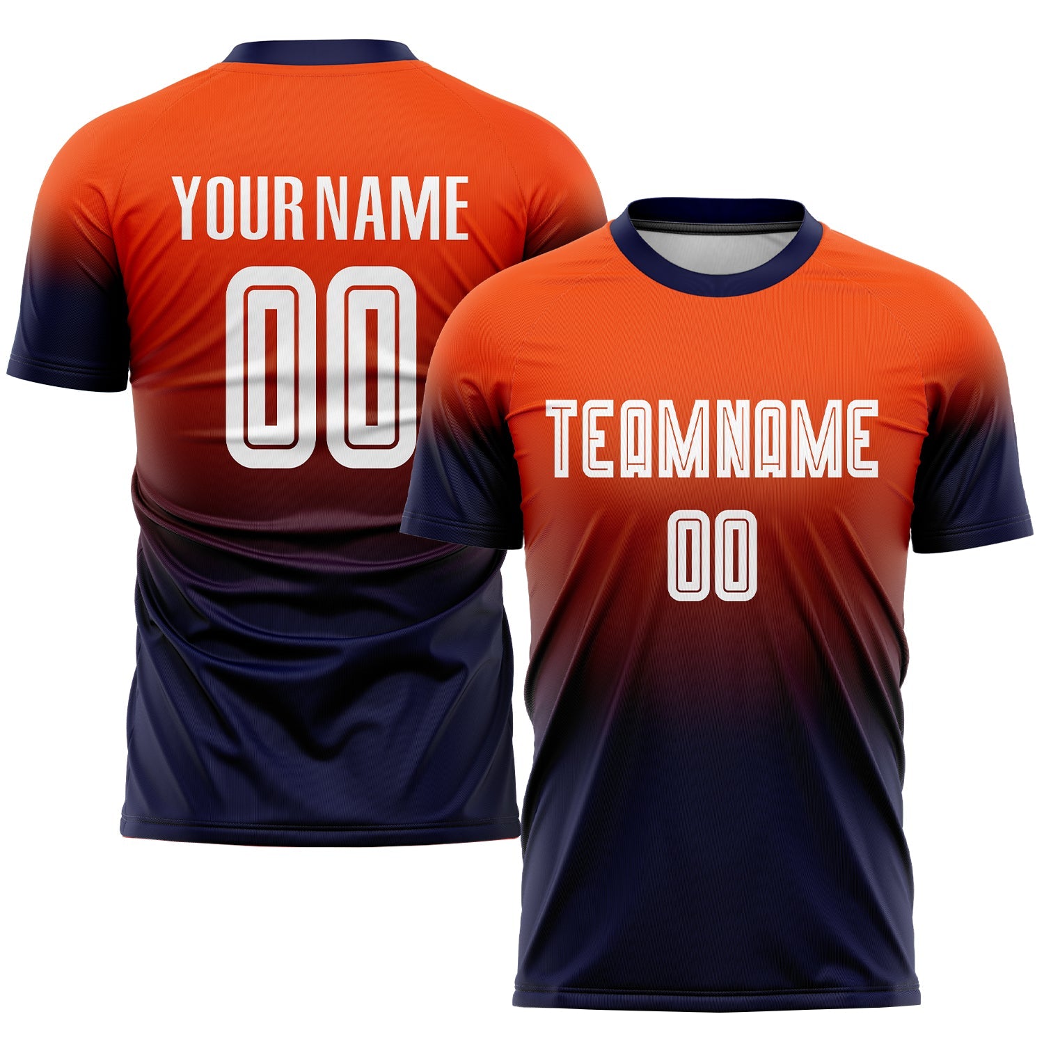 Custom Orange White-Navy Sublimation Fade Fashion Soccer Uniform Jersey - Sky-Custom