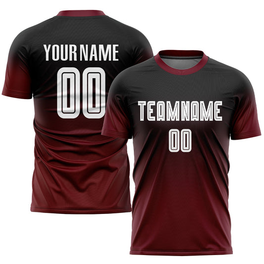 Custom Black White-Crimson Sublimation Fade Fashion Soccer Uniform Jersey - Sky-Custom