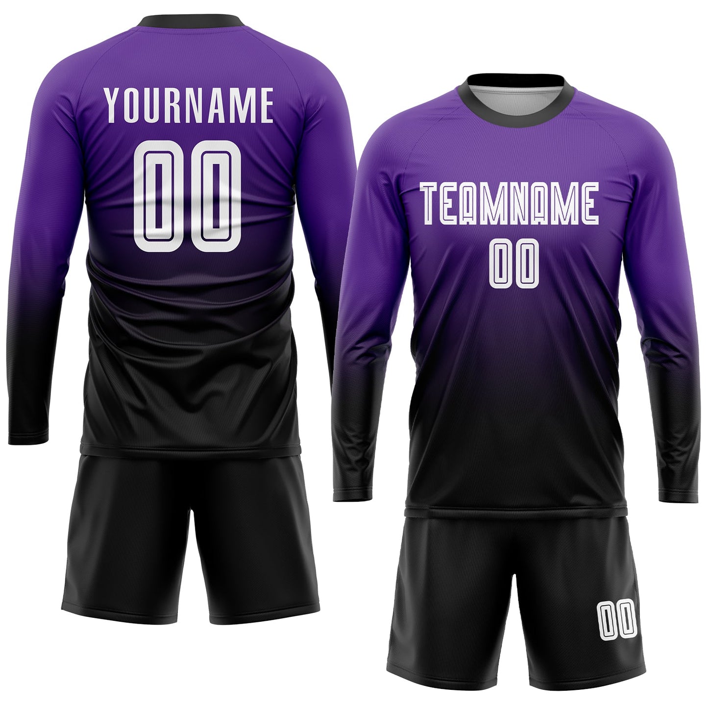 Custom Purple White-Black Sublimation Fade Fashion Soccer Uniform Jersey - Sky-Custom