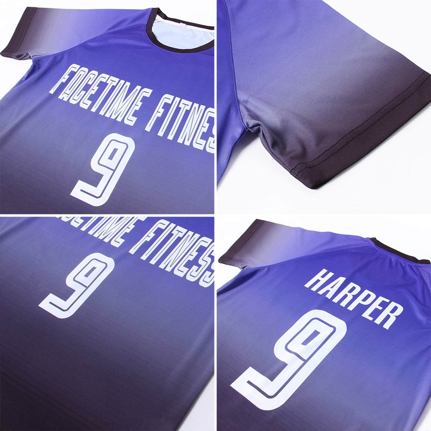 Custom Purple White-Black Sublimation Fade Fashion Soccer Uniform Jersey - Sky-Custom