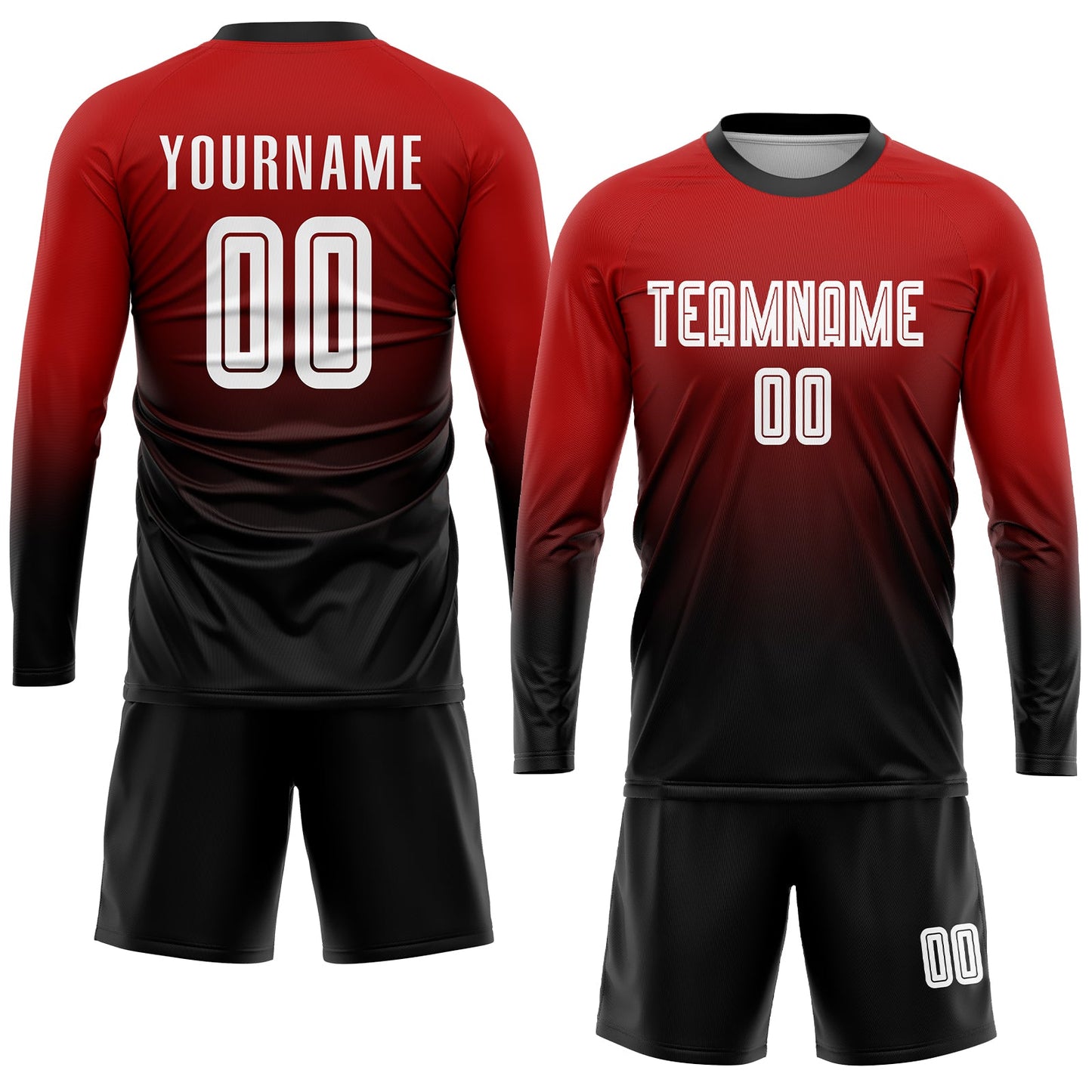 Custom Red White-Black Sublimation Fade Fashion Soccer Uniform Jersey - Sky-Custom